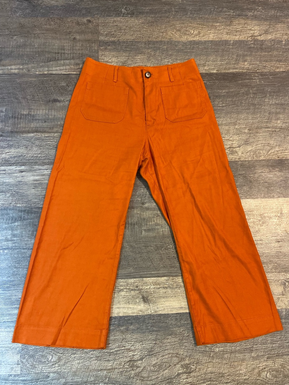 Anthropologie Maeve The Colette Cropped Wide Leg Pants Nutmeg / Rust Orange 14